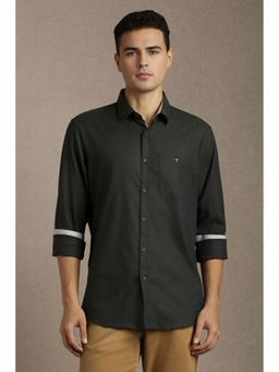Louis Philippe - Charcoal Cotton Textured Shirt