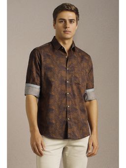 Louis Philippe - Brown Cotton Printed Shirt