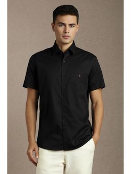 Louis Philippe - Black Cotton Solid Shirt