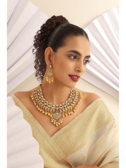 SWABHIMANN - Anvika Yellow Temple Necklace with Earrings