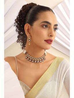 SWABHIMANN - Aadvika Green Temple Necklace with Earrings