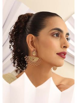 SWABHIMANN - Harika Red Temple Chandbali Earrings