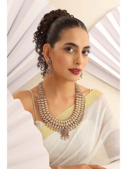 SWABHIMANN - Indari Gold Temple Work Long Necklace with Earrings