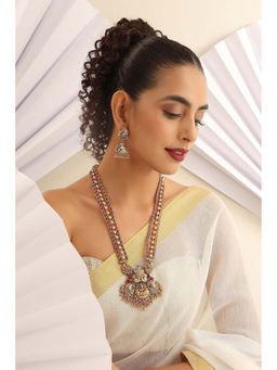 SWABHIMANN - Debanjali Multi Temple Work Long Necklace with Earrings