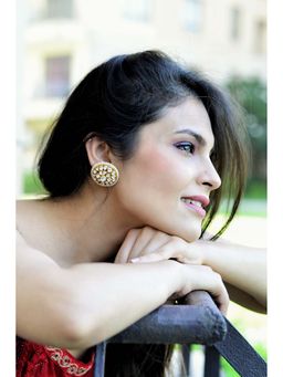 SWABHIMANN - Ruwati Gold Plated Kundan Stud Earrings