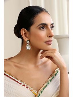 SWABHIMANN - Iris Green Polki Dangler Earrings