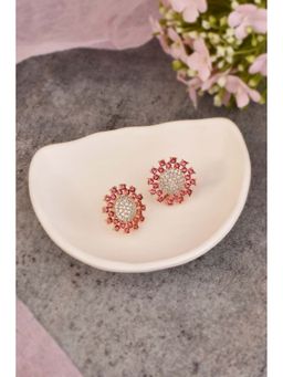 SWABHIMANN - Beaue Ruby Zirconia Stud Earrings
