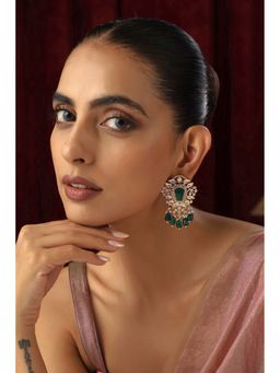 SWABHIMANN - Jivantika Green Polki Stud Earrings