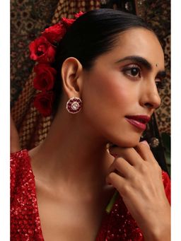 SWABHIMANN - Nami Red Polki Stud Earrings
