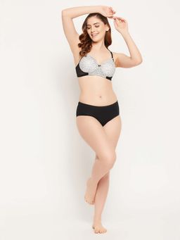 Clovia - Padded Non-Wired Full Cup Polka Dot Print T-Shirt Bra In White