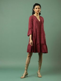 Aarke Ritu Kumar - Cherry Red Embellished Dress