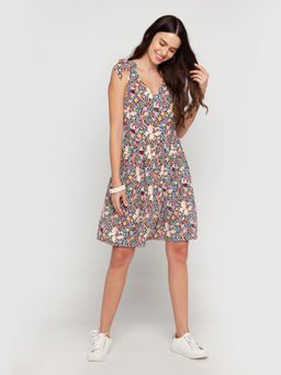 Zink London - Womens Blue Floral Mini Dress