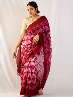 Sundarii - Belle Shibori Chanderi Silk Saree with Unstitched Blouse