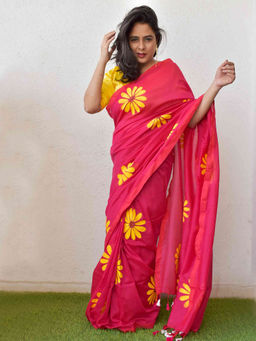 Sundarii - Phool Handpainted Saree with Unstitched Blouse