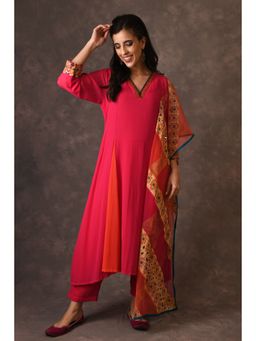 Naina Arunima - Mirror Work Pink Kurta (Set of 3)