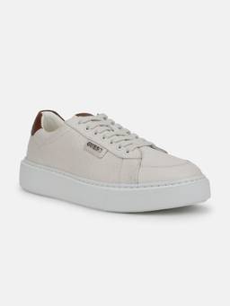 Guess - Men Cream Textured Sneakers
