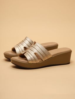 ERIDANI - Women Rosetha Gold Wedge Heels