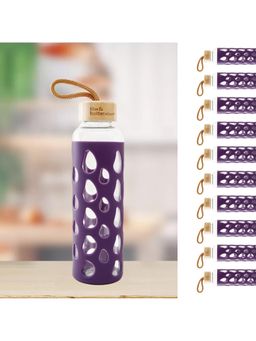 The Better Home - 550ml Borosilicate Tumbler With Sleeve & Lid Purple (Pack of 10)