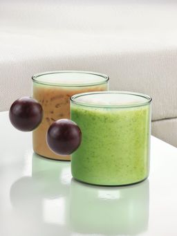 The Better Home - Colored Cup With Round Holder 120ml Green (Set of 2)