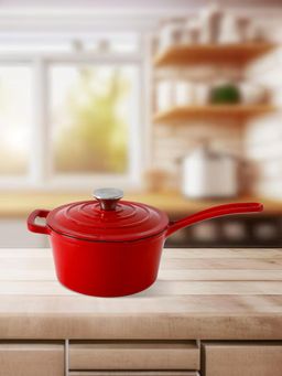 The Better Home - Rustic Cast Iron Saucepan With Lid & Long Handle (2L)