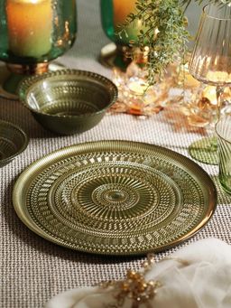 Pure Home + Living - Green Ribbed Dinner Plates (Set of 2)