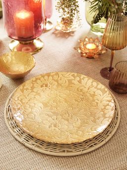 Pure Home + Living - Gold Floral Textured Charger Plates (Set of 2)
