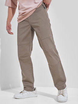 HIGHLANDER - Brown Elasticated Relaxed Fit Trouser