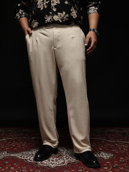 Instafab Plus - Beige Extended Waistband Pleated Trouser