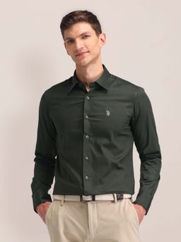 U.S. POLO ASSN. - Olive Regular Fit Cotton Mens Shirt