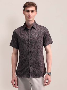 U.S. POLO ASSN. - Purple Printed Regular Fit Cotton Satin Mens Shirt