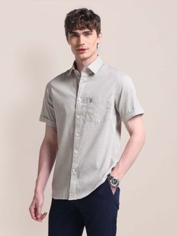 U.S. POLO ASSN. - Beige Tailored Fit Cotton Mens Shirt