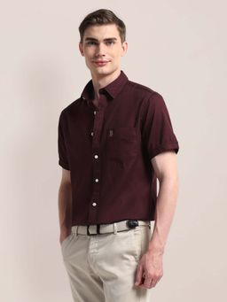 U.S. POLO ASSN. - Maroon Regular Fit Cotton Mens Shirt