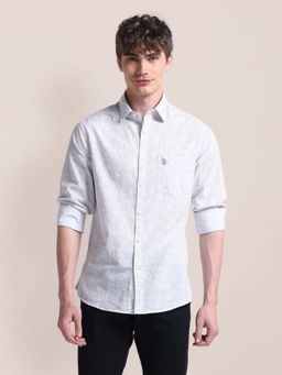 U.S. POLO ASSN. - Light Grey Floral Regular Fit Mens Shirt