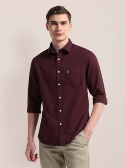 U.S. POLO ASSN. - Maroon Regular Fit Cotton Mens Shirt