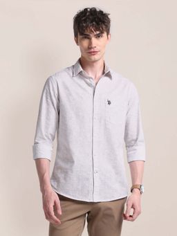 U.S. POLO ASSN. - Beige Floral Tailored Fit Mens Shirt
