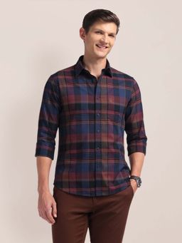 U.S. POLO ASSN. - Navy Blue Plaid Tailored Fit Mens Shirt