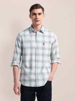 U.S. POLO ASSN. - White Checked Tailored Fit Mens Shirt