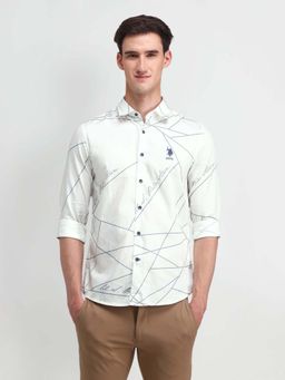 U.S. Polo Assn. Denim Co. - White Slim Fit Cotton Mens Shirt