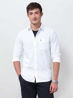 U.S. Polo Assn. Denim Co. - Mens Textured Regular Fit White Shirt