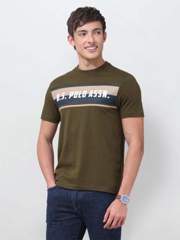 U.S. Polo Assn. Denim Co. - Mens Brand Printed Regular Fit Green T-Shirt