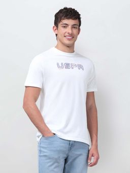 U.S. Polo Assn. Denim Co. - Mens Typographic Brand Printed Regular Fit White T-Shirt