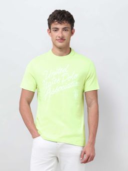 U.S. Polo Assn. Denim Co. - Mens Typographic Brand Printed Regular Fit Green T-Shirt