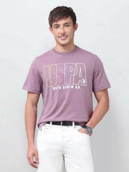 U.S. Polo Assn. Denim Co. - Mens Typographic Brand Printed Relaxed Fit Lavender T-Shirt