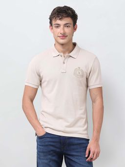 U.S. Polo Assn. Denim Co. - Mens Graphic Brand Printed Slim Fit Beige Polo T-Shirt