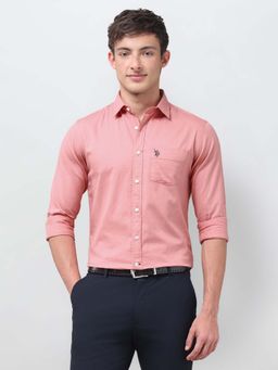 U.S. POLO ASSN. - Mens Tailored Fit Twill Pink Shirt