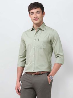 U.S. POLO ASSN. - Mens Tailored Fit Twill Green Shirt