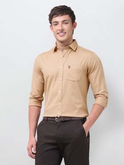 U.S. POLO ASSN. - Mens Tailored Fit Twill Khaki Shirt