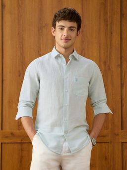 U.S. POLO ASSN. - Mens Vertical Striped Regular Fit Green Shirt
