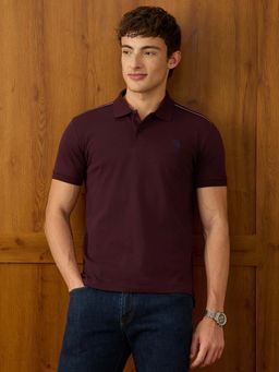 U.S. POLO ASSN. - Mens Solid Slim Fit Purple Polo T-Shirt