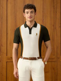 U.S. POLO ASSN. - Mens Colour Blocked Slim Fit Green Polo T-Shirt